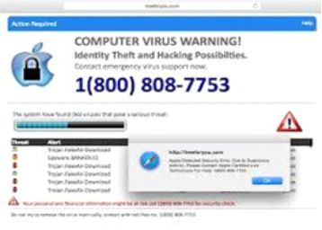Fake screenshot of Apple Warning
